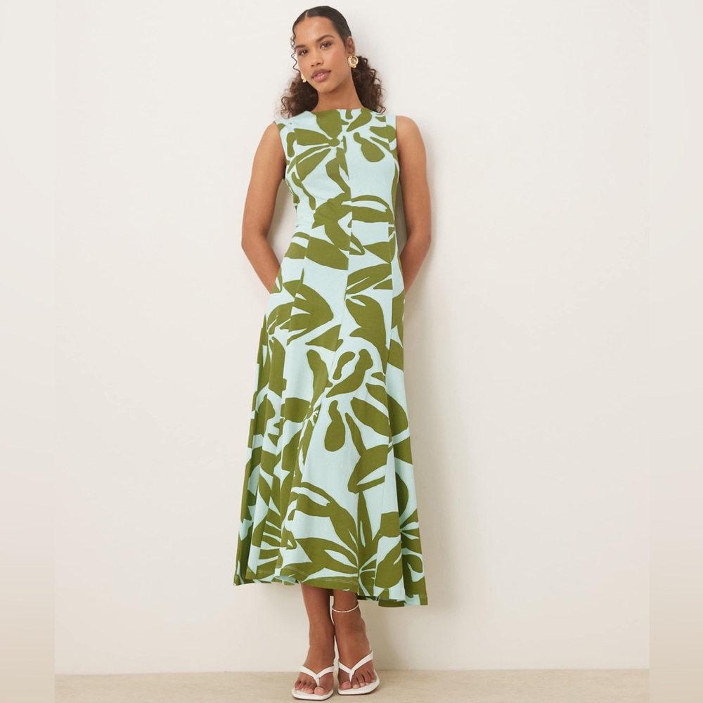 ASOS Design Floral Green Sleeveless Midi Dress